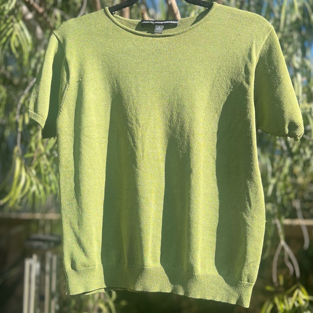 Silk short sleeve knit top